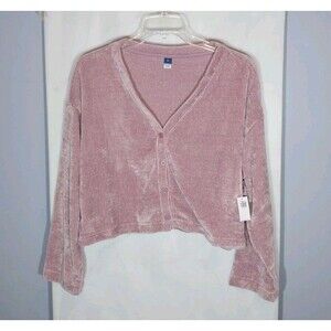 New Old Navy Chenille Button Up Crop Cardigan Sz XL Rosedawn Cozy Soft Girl Y2K